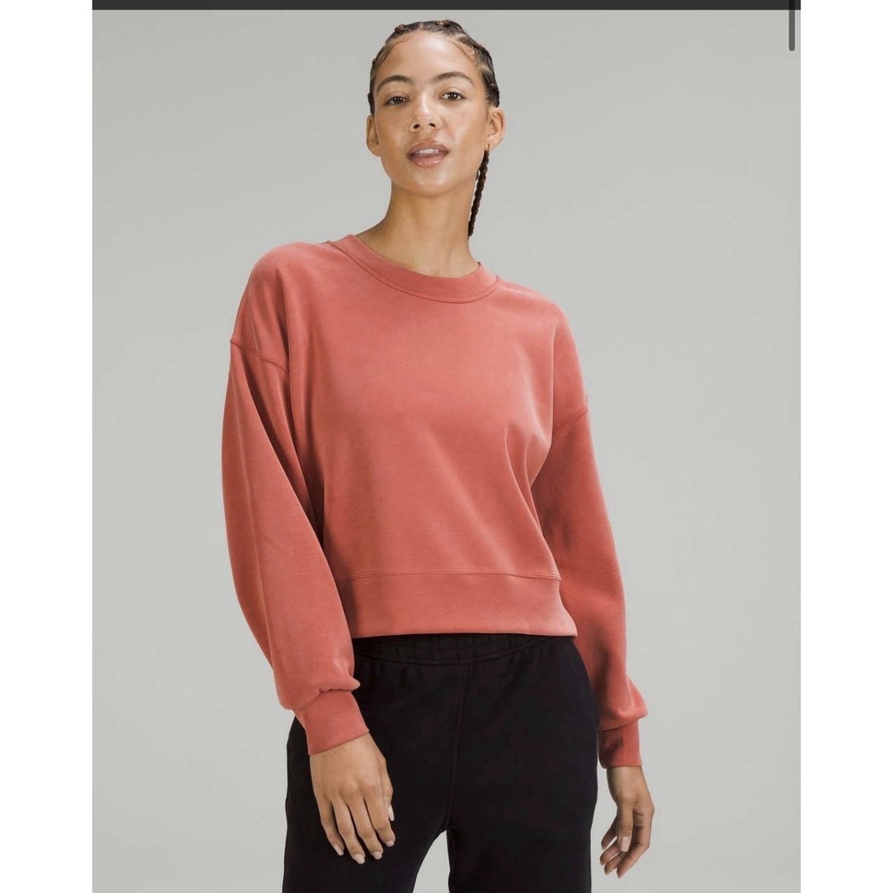 LULULEMON Perfectly Oversized Cropped Crew Softstreme Sweatshirt sz.12 Cayenne